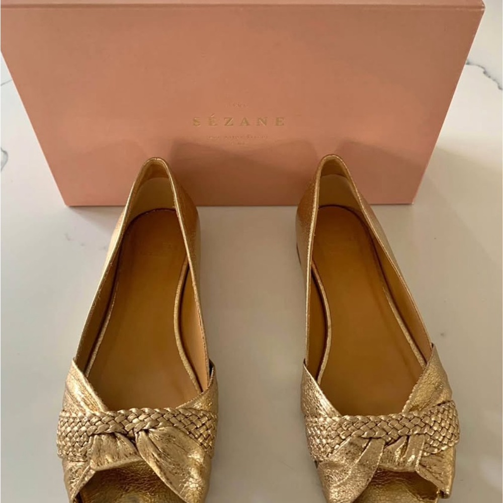 Sézane Gold Flats with Braided Detail